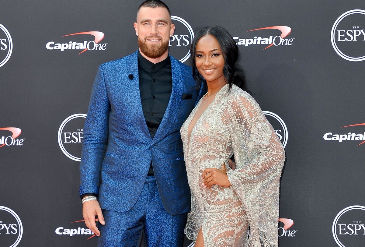 LOS ANGELES, CA - JULY 18: NFL player Travis Kelce (L) and media personality Kayla Nicole attend The 2018 ESPYS at Microsoft Theater on July 18, 2018 in Los Angeles, California. (Photo by Allen Berezo ...