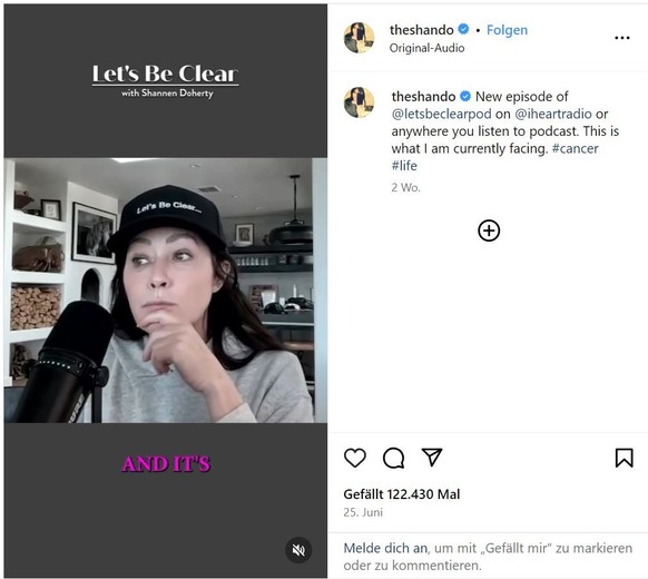 Shannen Doherty sprach hier über ihre Krebsbehandlung.
