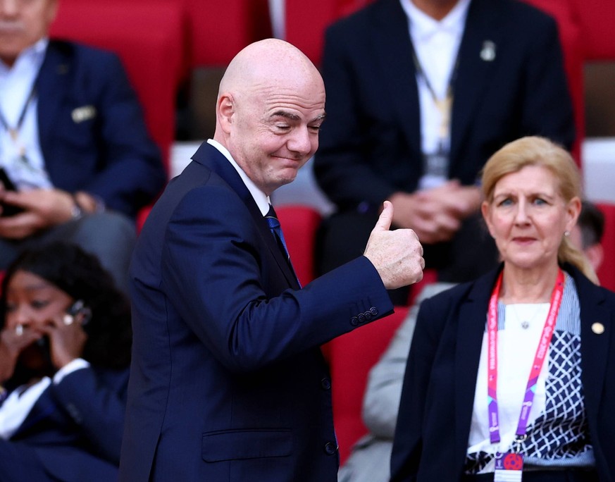 Doha, Qatar, 21st November 2022. FIFA president Gianni Infantino during the FIFA World Cup, WM, Weltmeisterschaft, Fussball match at Khalifa International Stadium, Doha. Picture credit should read: Da ...