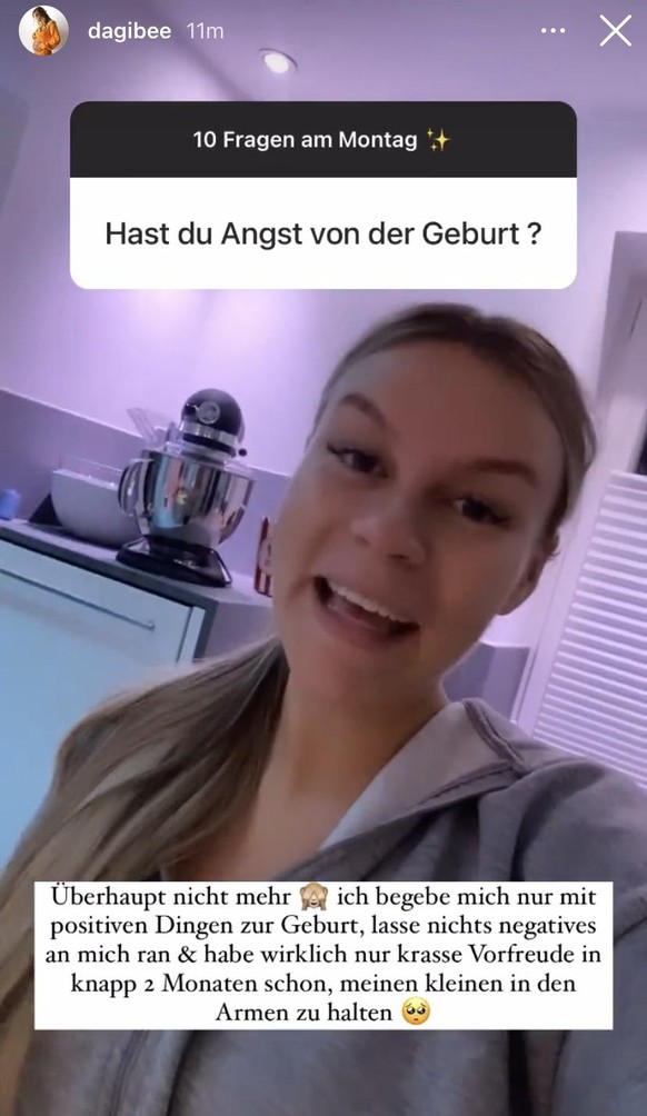 Dagi Bee sagte, dass sie keine Angst vor der Geburt habe.