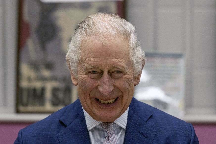 Britain&#039;s King Charles III reacts during his visit to the Africa Centre in Southwark, London, Thursday, Jan. 26, 2023. (Jack Hill/Pool Photo via AP)