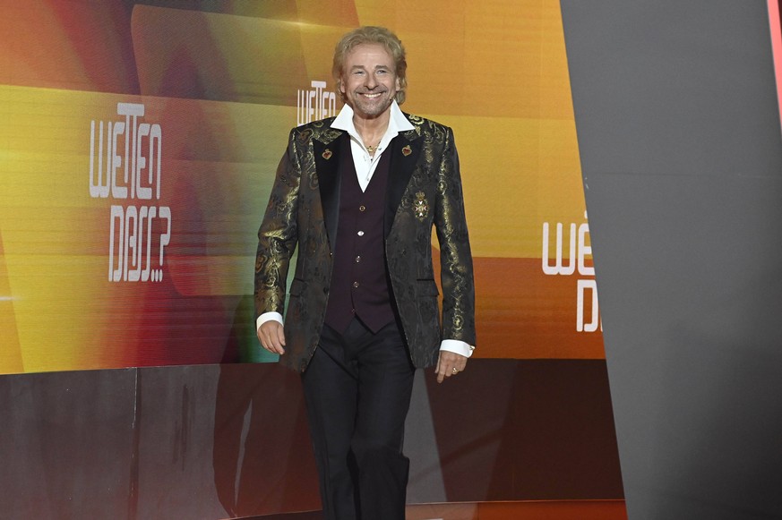 Thomas Gottschalk in der ZDF-Unterhaltungsshow Wetten, dass.. live aus der Messehalle. N