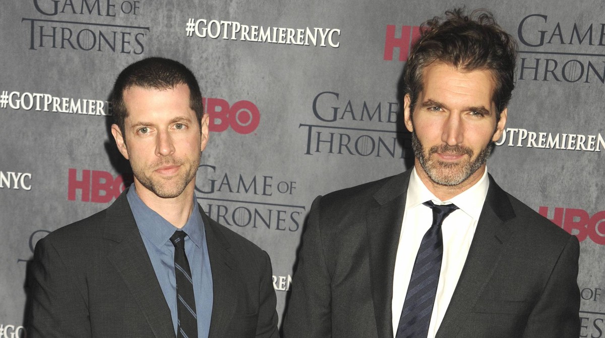 Dan Weiss und David Benioff bei der Premiere der 4. Staffel der HBO- Serie Game Of Thrones in der Avery Fisher Hall im Lincoln Center. New York, 18.03.2014 Foto:xD.xVanxTinex/xFuturexImage
Dan whit ...
