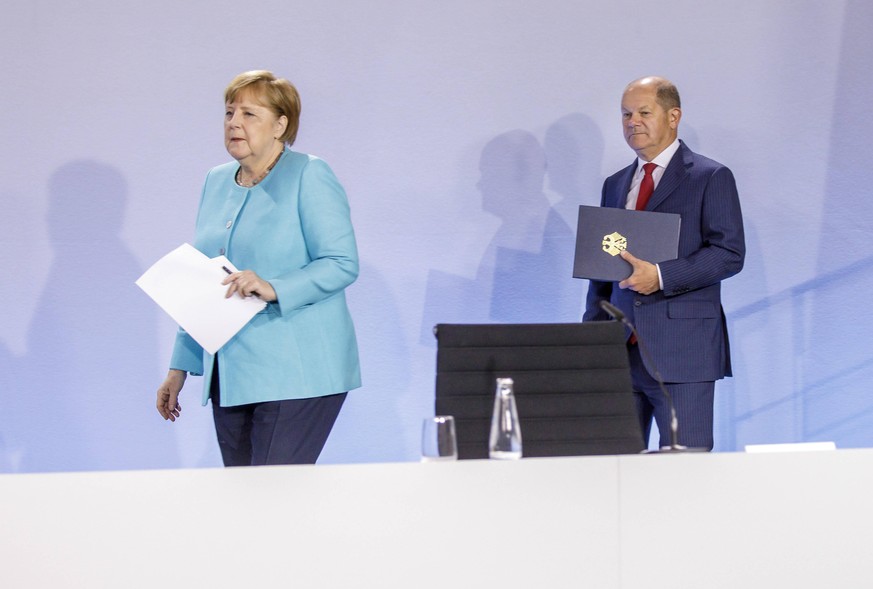 Haben lange Verhandlungen zum Konjunkturpaket hinter sich: Bundeskanzlerin Angela Merkel und Finanzminister Olaf Scholz.