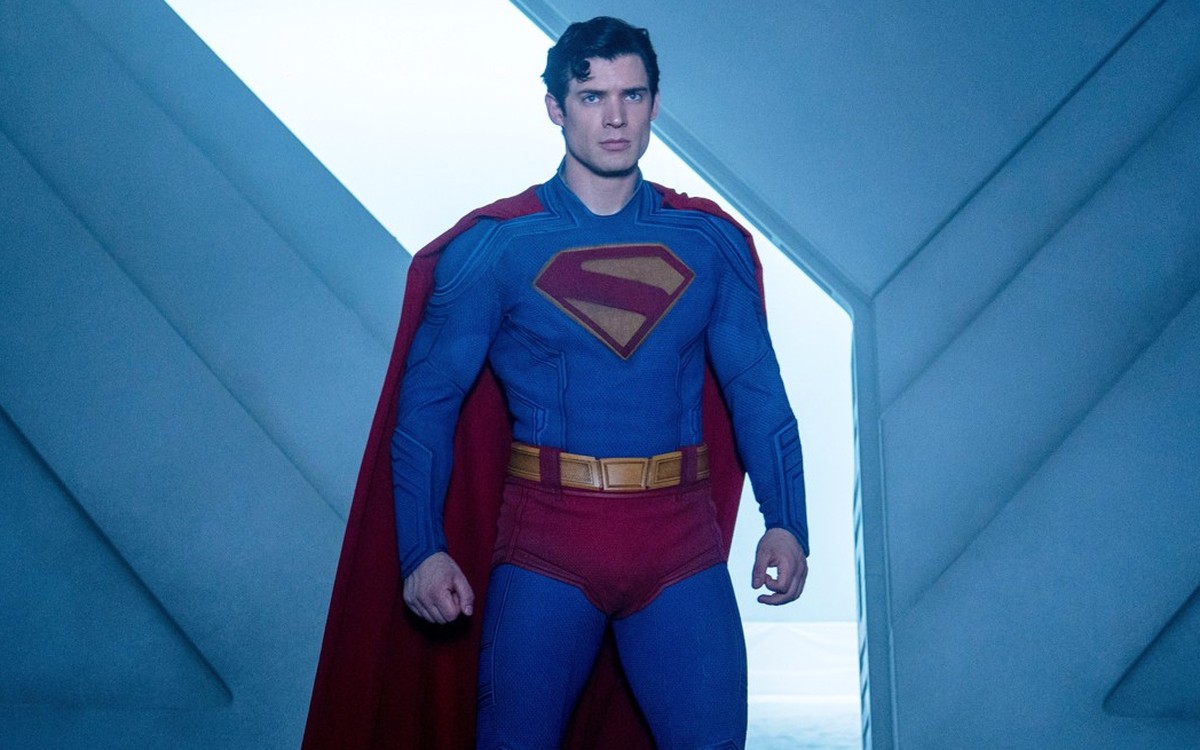 This image released by Warner Bros.Pictures shows David Corenswet in a scene from "Superman." (Warner Bros. Pictures via AP)