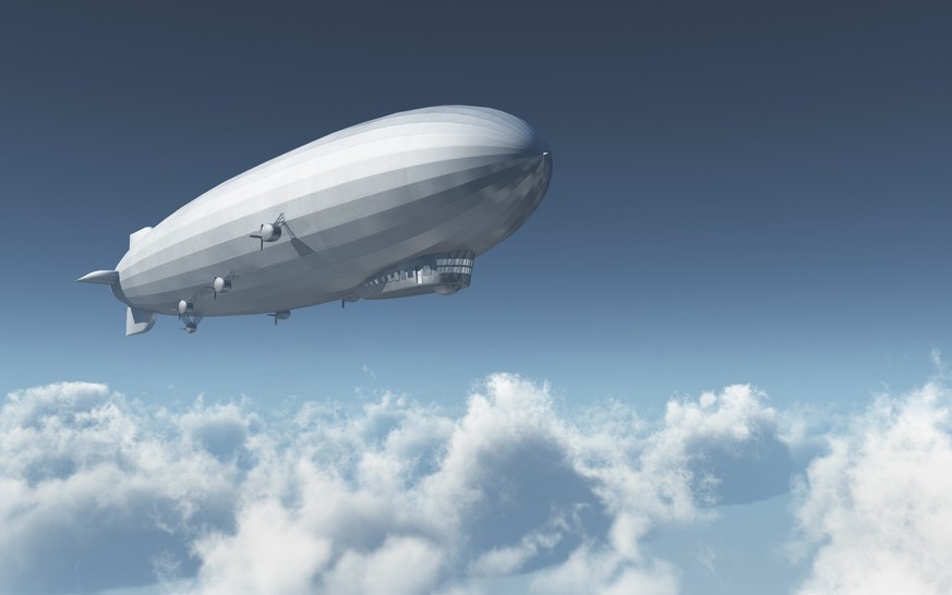 Computer generated 3D illustration with an airship over the clouds