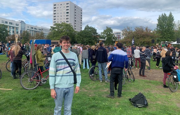 Jakob Springfeld engagiert sich auch bei Fridays for Future – hier ist er beim Klimastreik in Dresden.