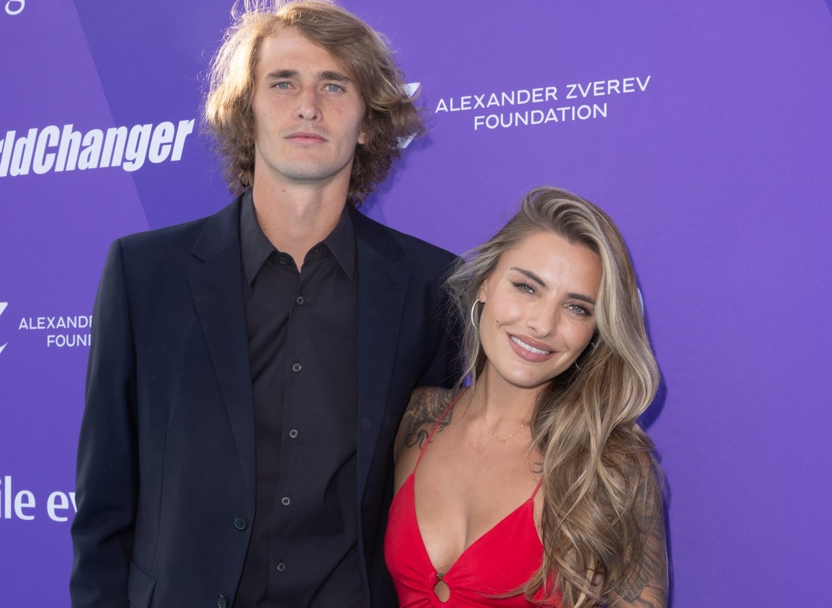 GOING, AUSTRIA - JUNE 26: Alexander Zverev and Sophia Thomalla attend 1st WorldChanger Tennis Tournament In Aid Of The Alexander Zverev Foundation at Hotel Stanglwirt on June 26, 2023 in Going, Austri ...