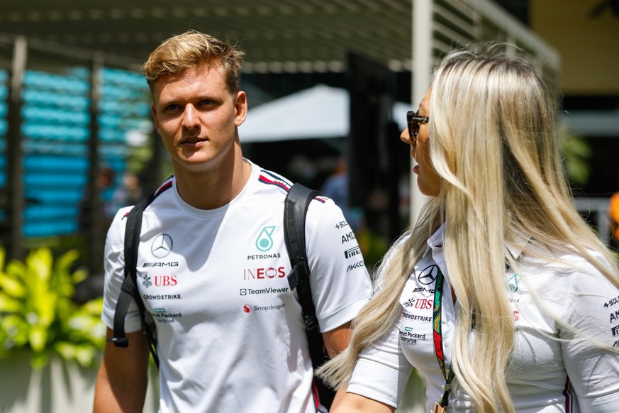 Formula 1 2023: Miami GP MIAMI INTERNATIONAL AUTODROME, UNITED STATES OF AMERICA - MAY 05: Mick Schumacher, Reserve Driver, Mercedes-AMG during the Miami GP at Miami International Autodrome on Friday  ...