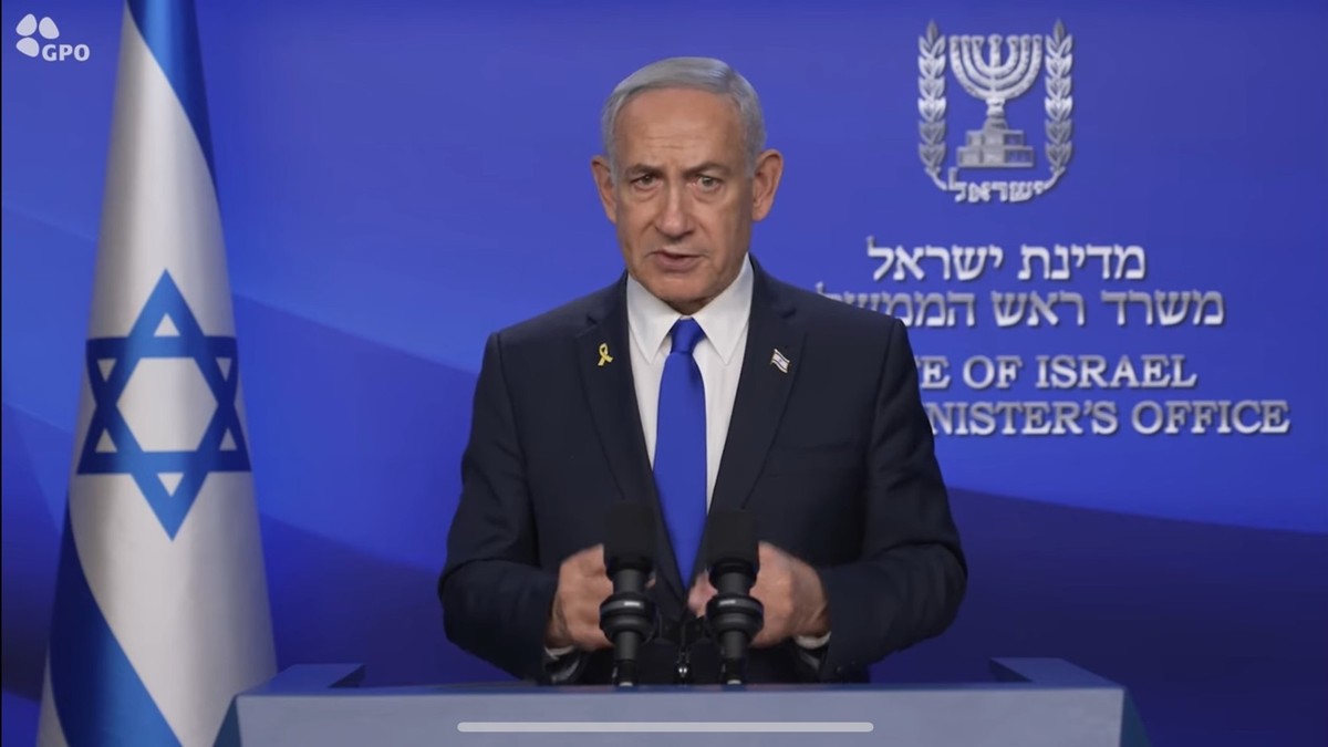 13.06.2025, Israel, Tel Aviv: Dieser Video-Screenshot zeigt den israelischen Ministerpr