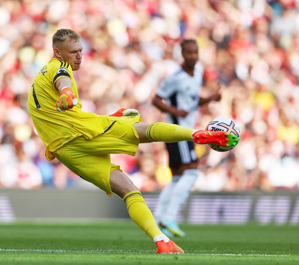 London, England, 27th August 2022. Aaron Ramsdale of Arsenal during the Premier League match at the Emirates Stadium, London. Picture credit should read: David Klein / Sportimage PUBLICATIONxNOTxINxUK ...