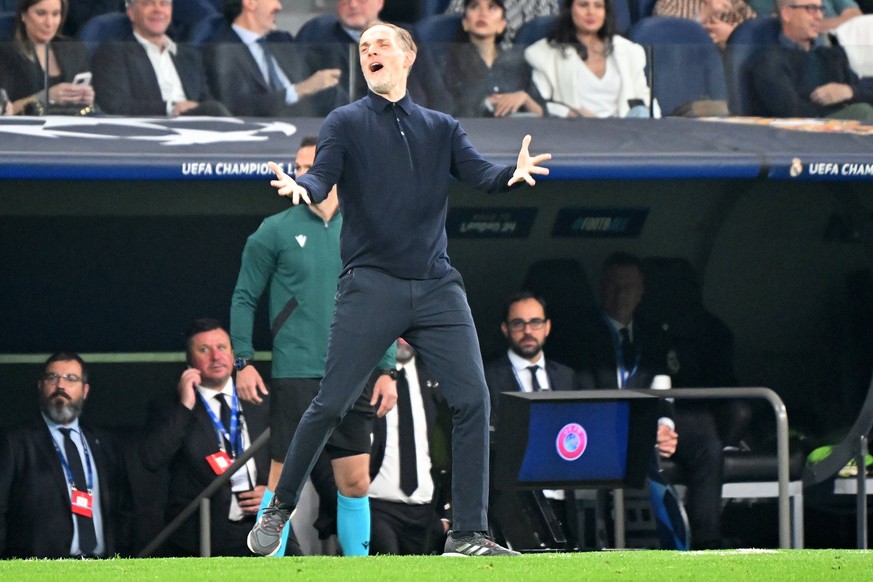 Madrid, Estadio Santiago Bernabeu, 08.05.24, GER, Herren, UEFA Champions League, Saison 2023-2024, Halbfinale, Real Madrid CF - FC Bayern Muenchen Bild: Trainer Thomas TUCHEL Muenchen Only for editori ...