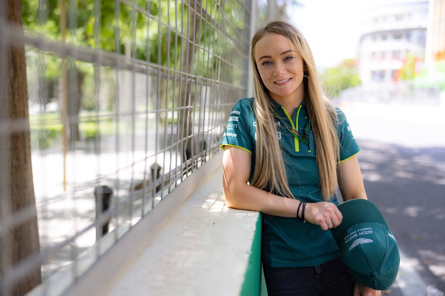 Formula 1 2021: Azerbaijan GP BAKU CITY CIRCUIT, AZERBAIJAN - JUNE 03: Jessica Hawkins, Driver ambassador, Aston Martin Cognizant Formula One Team during the Azerbaijan GP at Baku City Circuit on Thur ...