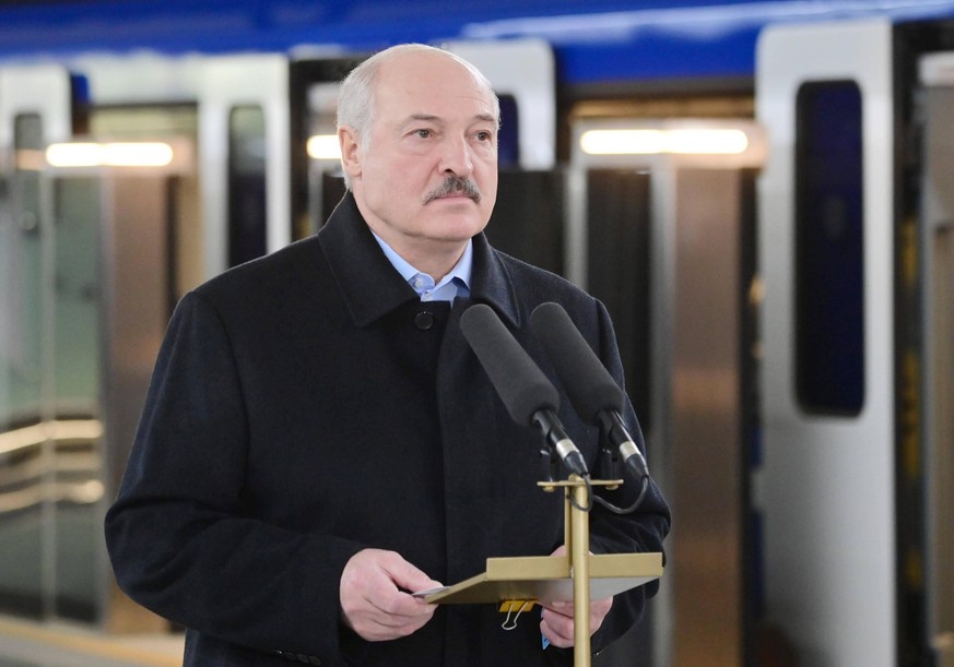 MINSK, BELARUS - NOVEMBER 6, 2020: Belarus President Alexander Lukashenko gives a speech during a ceremony to launch the third line of Minsk Metro running from Kovalskaya Sloboda to Yubileinaya Ploshc ...