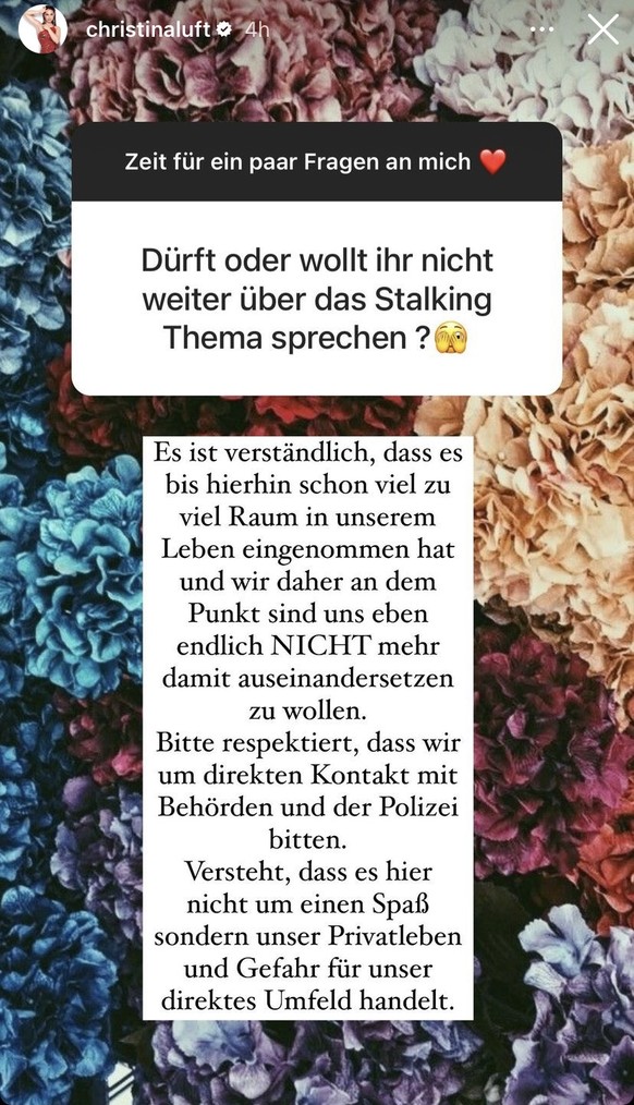 Christina möchte sich damit nicht mehr auseinandersetzen.