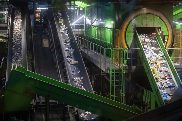 GDANSK, POLAND - 2023/02/08: Sorting lines are seen in operation at the modernized waste sorting plant in Zaklad Utylizacyjny Szadolki. Modernization works cost PLN 68.8 million. Thanks to this modern ...