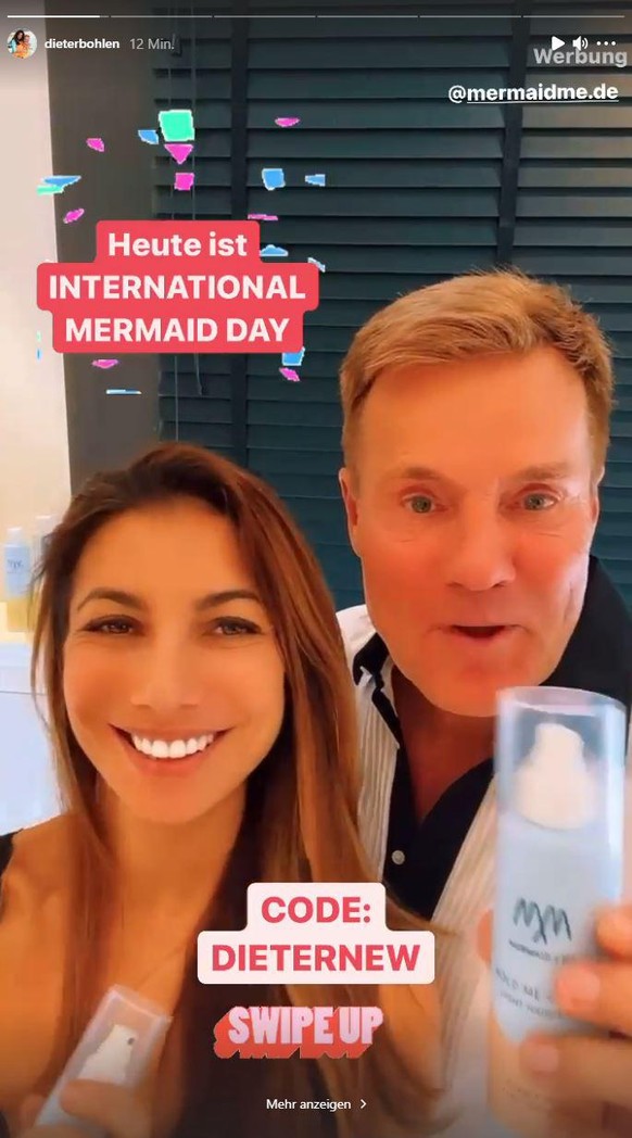 Carina und Dieter Bohlen bewerben Haarpflege-Produkte auf Instagram.
