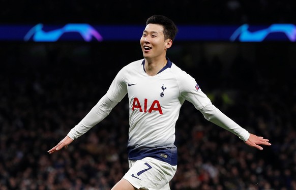 Soccer Football - Champions League Quarter Final First Leg - Tottenham Hotspur v Manchester City - Tottenham Hotspur Stadium, London, Britain - April 9, 2019 Tottenham's Son Heung-min celebrates scori ...