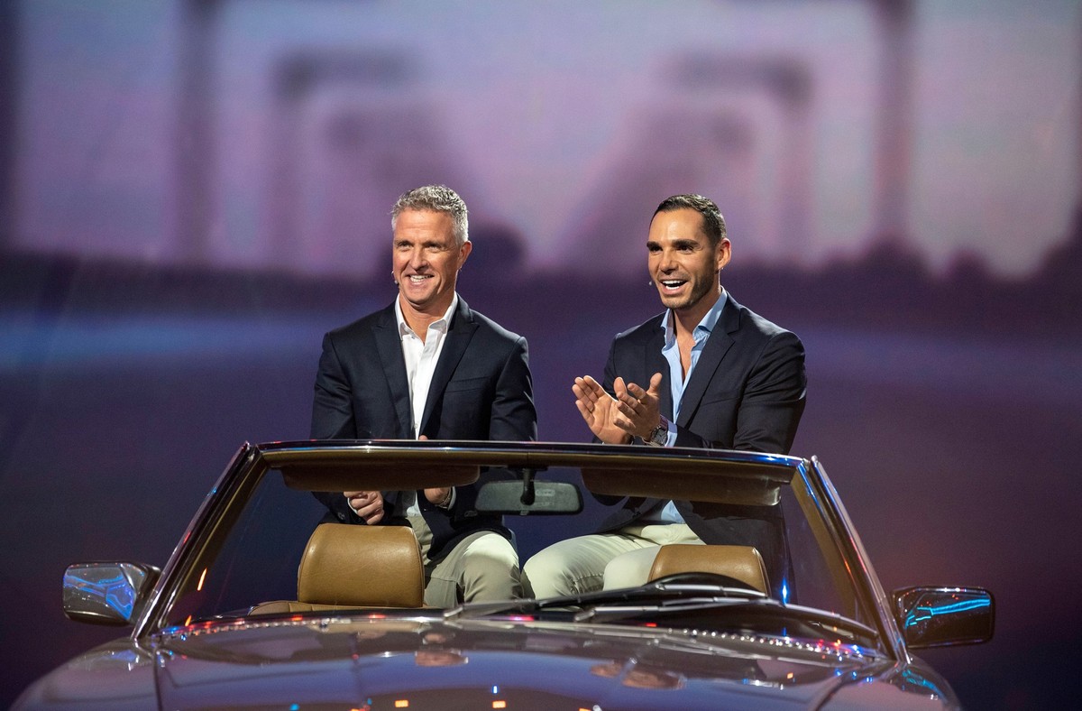 ARD/NDR KLEIN GEGEN GROSS - DAS UNGLAUBLICHE DUELL, "Spiel und Spaß mit Kai Pflaume", am Samstag (04.01.25) um 20:15 Uhr im ERSTEN.
Ralf Schumacher und Étienne Bousquet-Cassagne (r.) beim Au ...