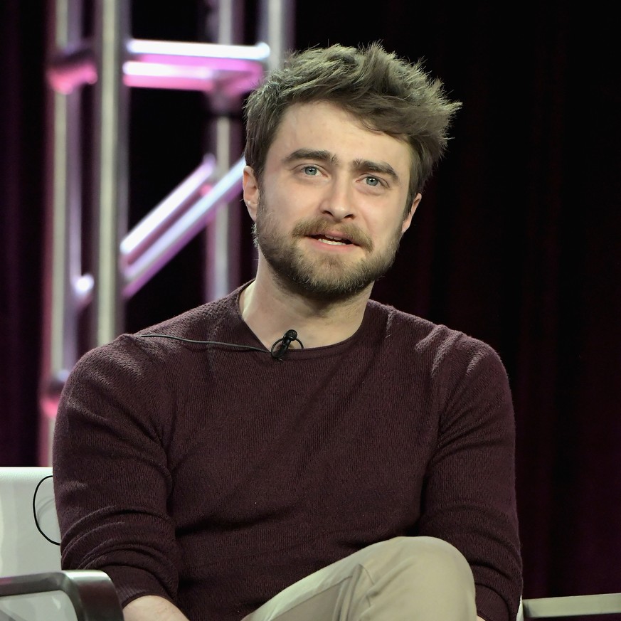PASADENA, CA - FEBRUARY 11: (EDITORS NOTE: Retransmission with alternate crop.) Daniel Radcliffe of 'Miracle Workers' speaks onstage during the TBS portion of the TCA Turner Winter Press Tour 2019 Pre ...