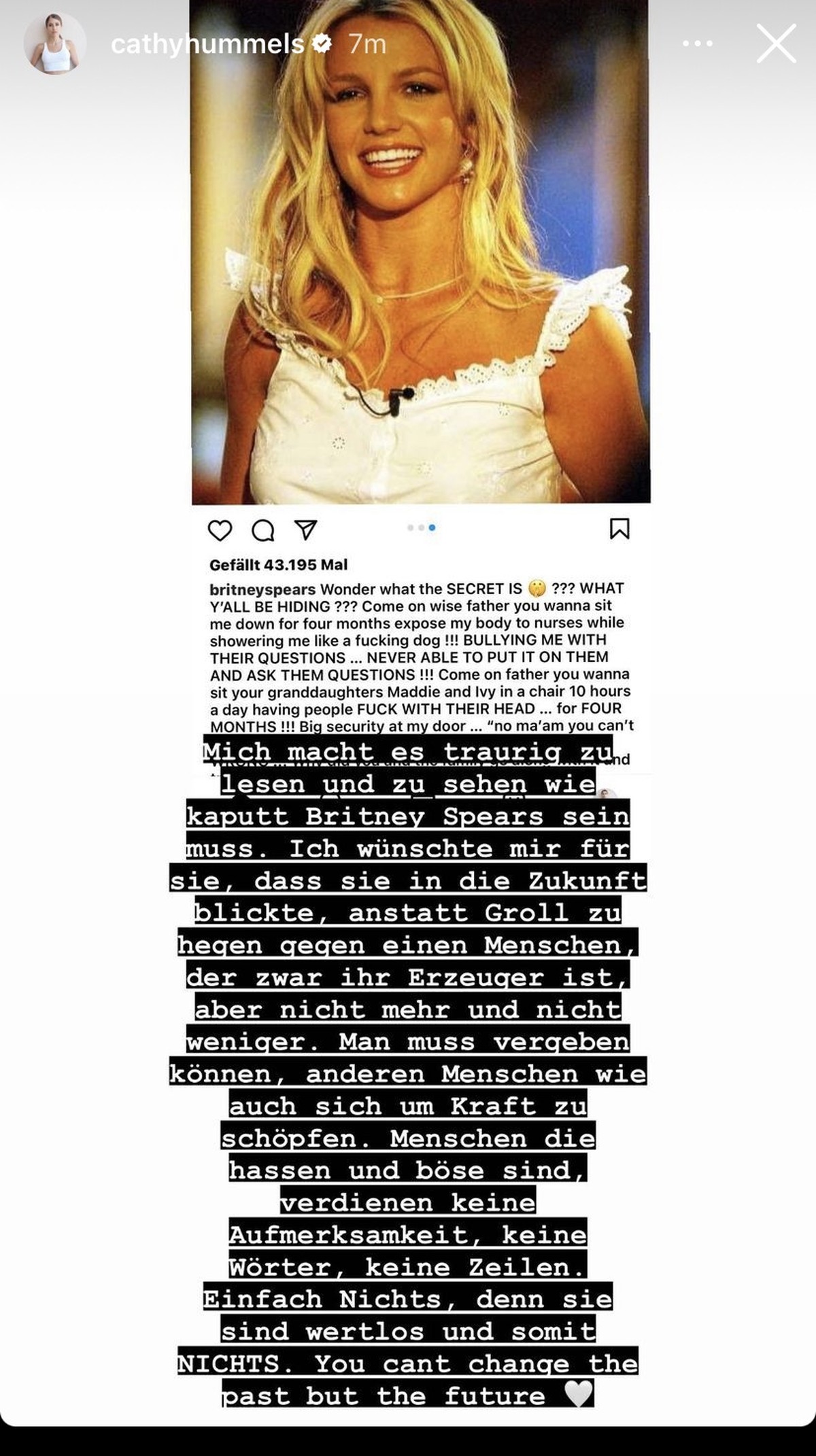 Cathy Hummels äußert ihre Meinung über das Zerwürfnis zwischen Britney und ihrem Vater.