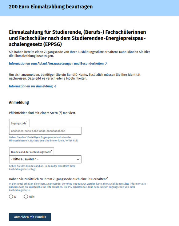 Das Portal für die Einmalzahlung für Studierende ist online. Der Start verlief mit vielen Problemen.