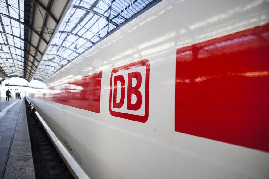 Wiesbaden, Germany - May 5, 2016: An ICE train is waiting for its departure at main station Wiesbaden, Germany - low-angle view. ICE, formerly known as InterCityExpress is a highspeed train system in  ...