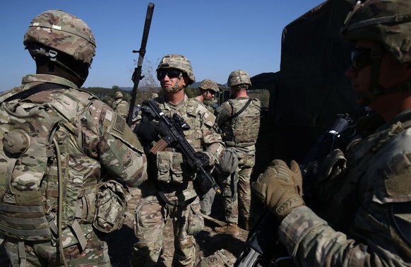 YEOJU-GUN, SOUTH KOREA - OCTOBER 19: U.S. soldiers participate in a river crossing exercise with South Korean soldiers on October 19, 2022 in Yeoju, South Korea. North Korea's military said Wednesday ...