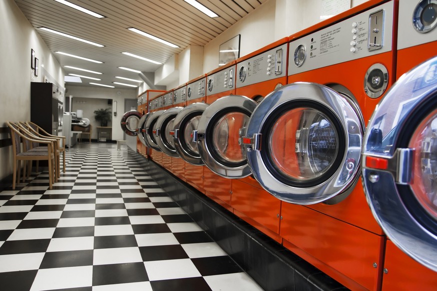 Interior of retro laundromat