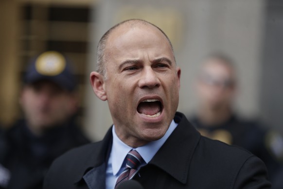 FILE - In this Dec. 12, 2018 file photo, Michael Avenatti, lawyer for porn star Stormy Daniels, speaks outside court Michael Cohen's sentencing in New York. Avenatti has agreed to give up financial co ...