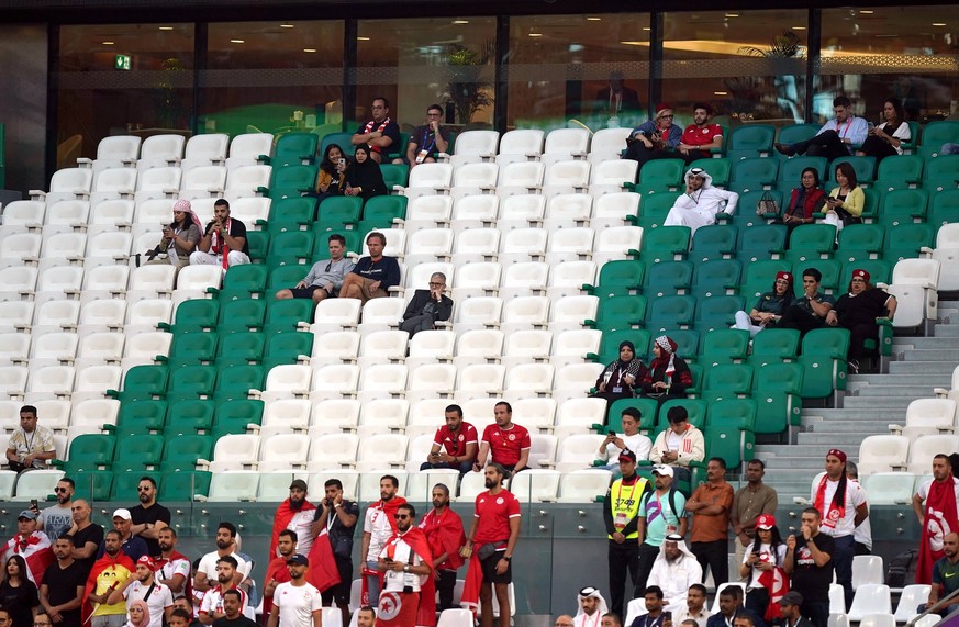 Denmark v Tunisia - FIFA World Cup, WM, Weltmeisterschaft, Fussball 2022 - Group D - Education City Stadium Empty seats in the stands during the FIFA World Cup Group D match at Education City Stadium, ...