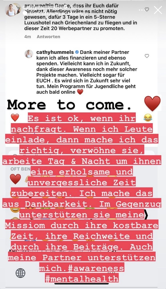 Cathy Hummels meldete sich bereits im Hinblick auf die Kritik zu Wort.