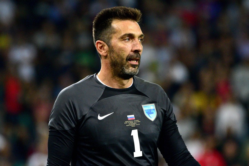 Gianluigi Buffon of Blue Team during the charity football match Football Stars for Flood Victims in Slovenia FOOTBALL : Match de football caritatif Football Stars pour les victimes des inondations en  ...