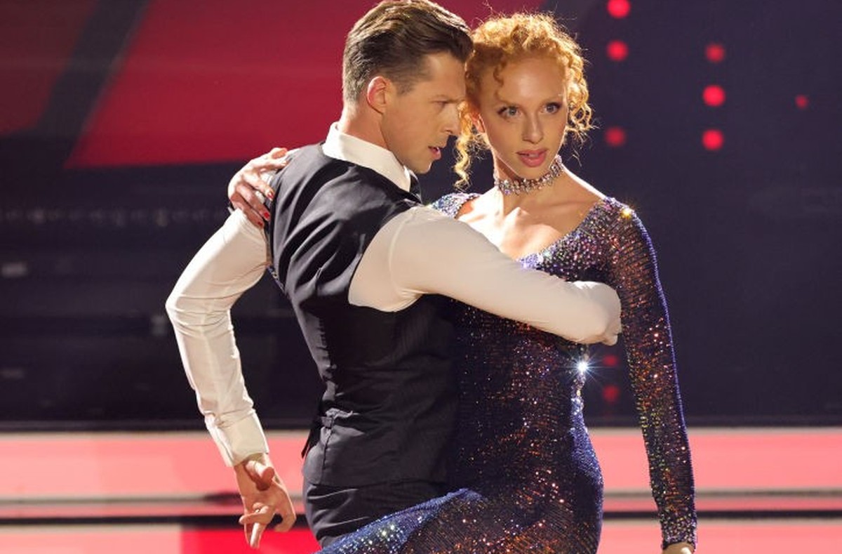 COLOGNE, GERMANY - FEBRUARY 24: Anna Ermakova and Valentin Lusin perform on stage during the first "Let's Dance" show at MMC Studios on February 24, 2023 in Cologne, Germany. (Photo by ...
