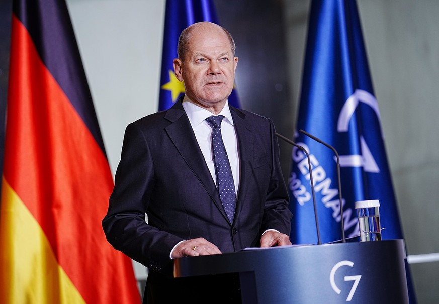 12.12.2022, Berlin: Bundeskanzler Olaf Scholz (SPD) gibt eine Pressekonferenz im Bundeskanzleramt nach der Videokonferenz mit den Regierungschefs der G7-Staaten. Foto: Kay Nietfeld/dpa +++ dpa-Bildfun ...