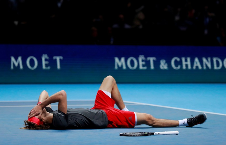 Tennis - ATP Finals - The O2, London, Britain - November 18, 2018 Germany's Alexander Zverev celebrates after winning the final against Serbia's Novak Djokovic Action Images via Reuters/Andrew Couldri ...
