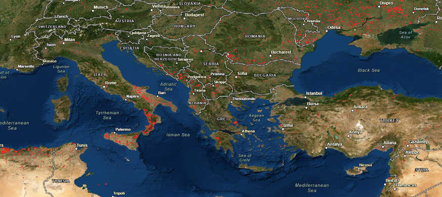 Von sich schnell ausbreitenden Waldbränden besonders geplagt sind derzeit Italien, die Türkei und Griechenland.