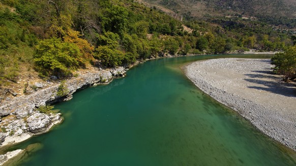 The valley of the Vjosa River in Albania