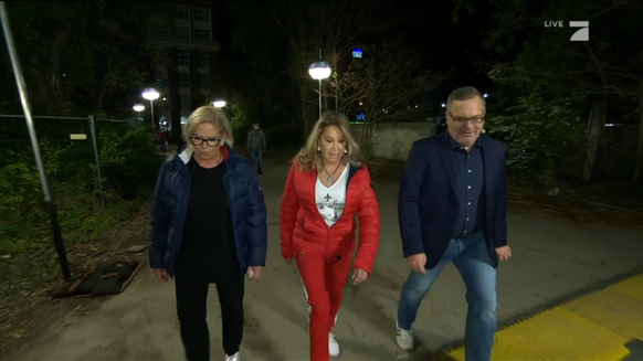 Zeit zum Plaudern: Claudia Effenberg, Carmen Geiss und Elton auf dem Weg zur Kart-Bahn.