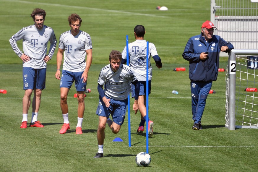 Der FC Bayern München trainiert in Kleingrupen. Vorne: Thomas Müller.