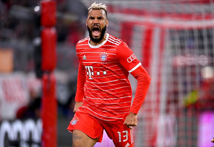 FUSSBALL CHAMPIONS LEAGUE SAISON 2022/2023 Achtelfinal Rueckspiel FC Bayern Muenchen - Paris Saint-Germain 08.03.2023 Jubel nach dem Tor zum 1 - 0 durch den Torschuetzen Eric Maxim Choupo-Moting FC Ba ...