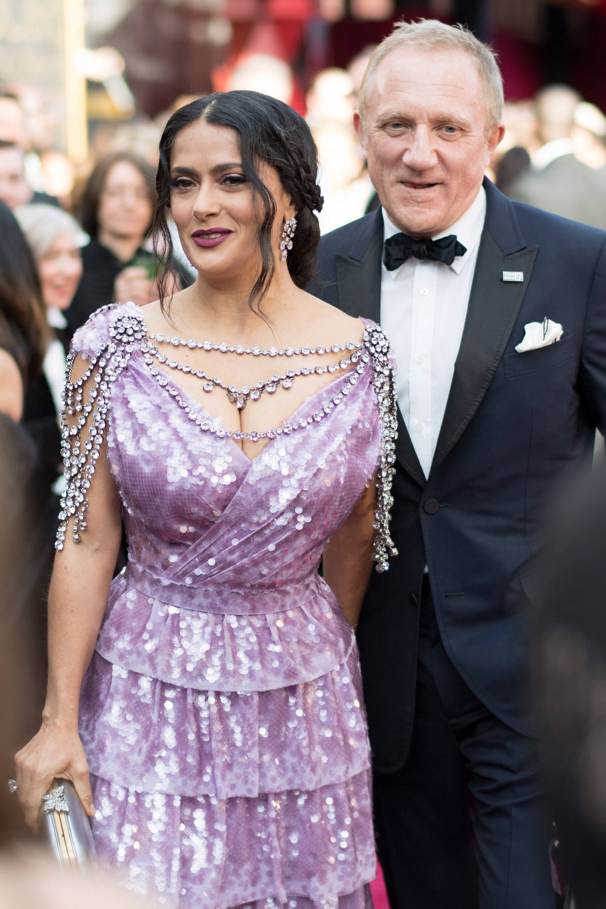Salma Hayek and Francois-Henri Pinault arrive on the red carpet of The 90th Oscars® at the Dolby® Theatre in Hollywood, CA on Sunday, March 4, 2018. PUBLICATIONxINxGERxSUIxAUTxONLY Copyright: xToddxWa ...