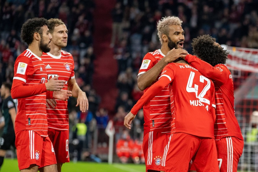 Torjubel Noussair Mazraoui 40 FC Bayern Muenchen, Leon Goretzka 8 FC Bayern Muenchen, Eric Maxim Choupo-Moting 13 FC Bayern Muenchen, Jamal Musiala 42 FC Bayern Muenchen, Serge Gnabry 7 FC Bayern Muen ...