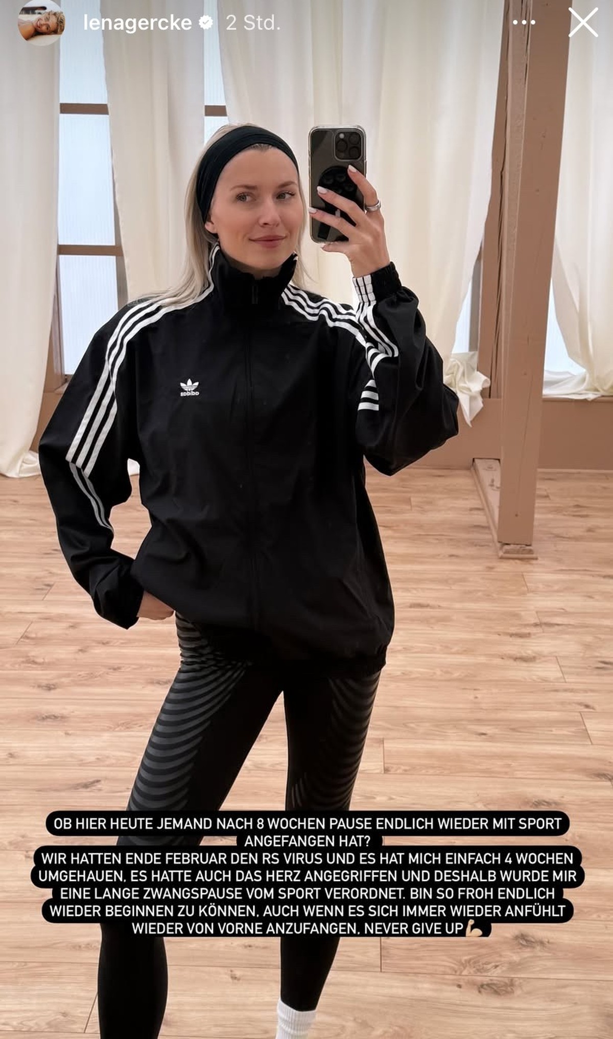 Lena Gercke fängt langsam wieder mit Sport an.