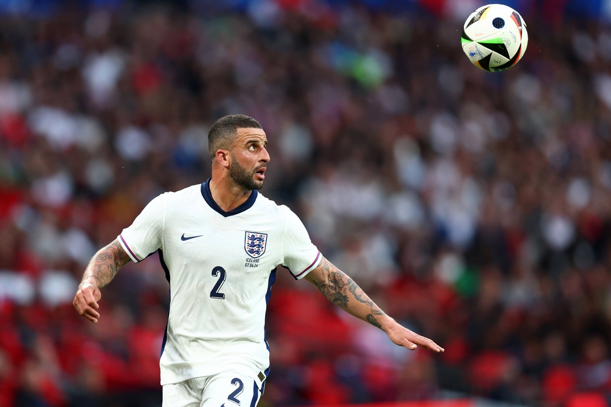 England v Iceland 7 June 2024, Wembley - International Football Friendly - England v Iceland - Kyle Walker of England - Photo: Charlotte Wilson / Offside. London UK *** England gegen Island 7. Juni 20 ...