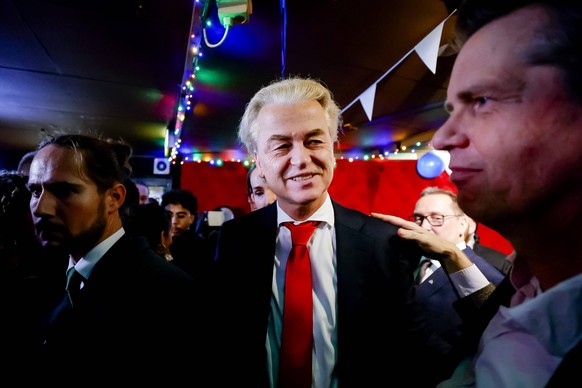 PVV leader Geert Wilders responds to the results of the House of Representatives elections in Scheveningen, the Netherlands, 22 November 2023. ANP REMKO DE WAAL netherlands out - belgium out PUBLICATI ...