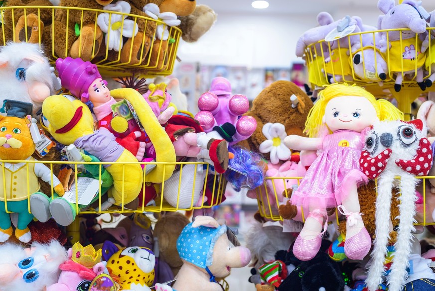 many plush toys, at sale