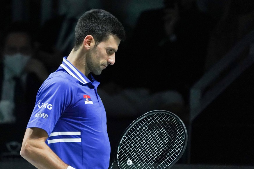 Novak Djokovic - Croatia - Davis Cup Finals 2021 - Semifinal 1 Novak Djokovic of Serbia in action during the Davis Cup Finals 2021, Semifinal 1, tennis match played between Croatia and Serbia at Madri ...