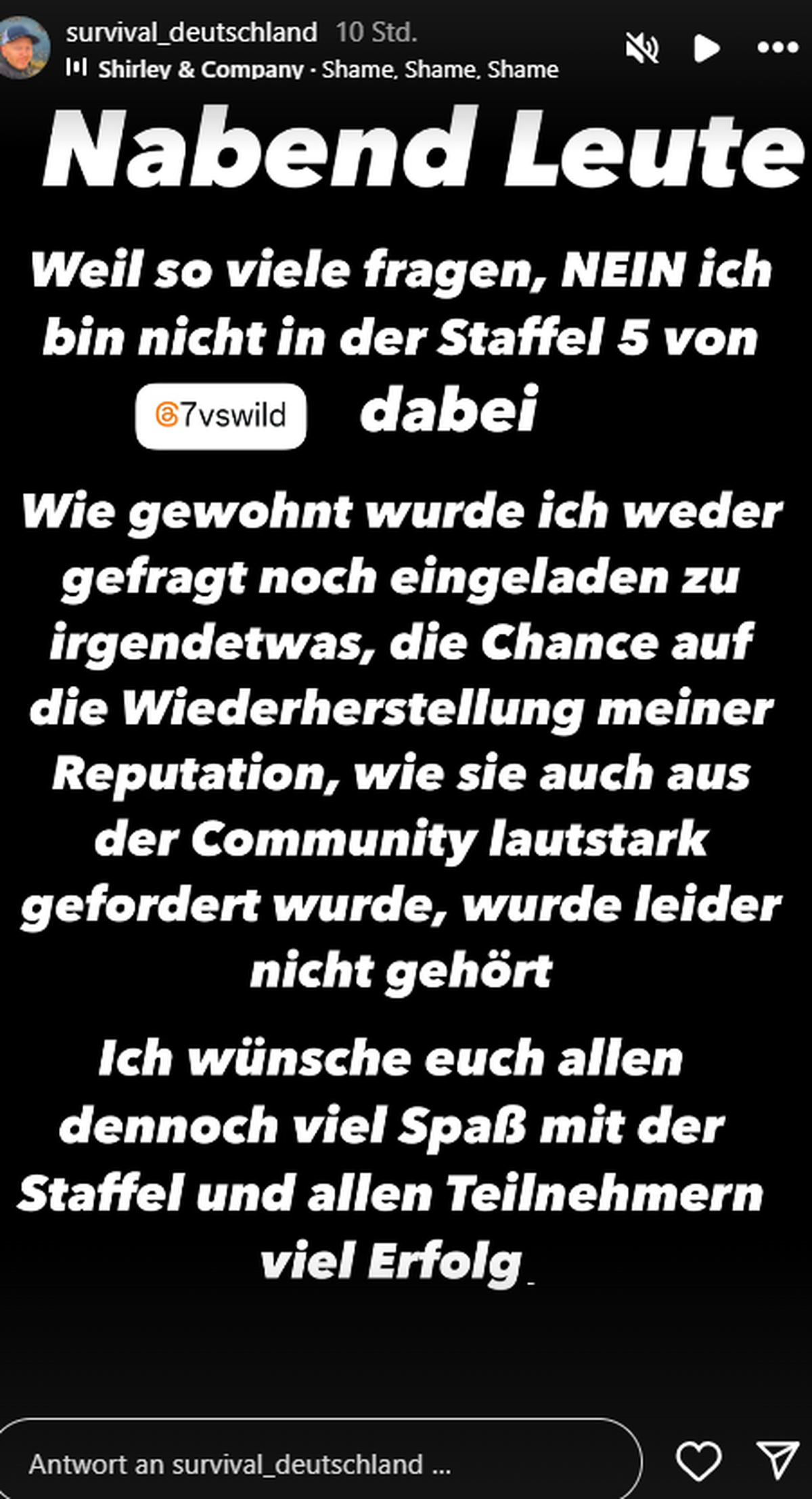 Stefan Hinkelmann übt auf Instagram Kritik an "7 vs. Wild".