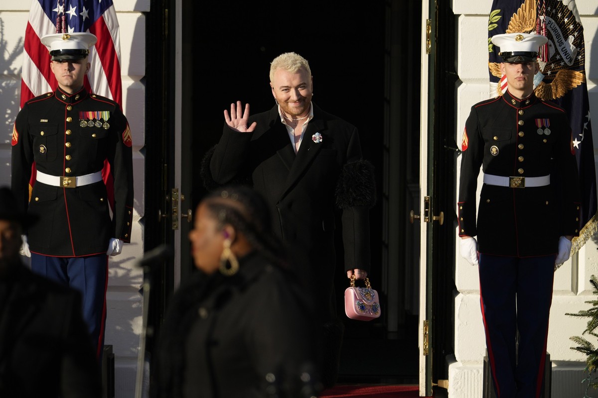 Singer Sam Smith arrives to perform before President Joe Biden speaks during a bill signing ceremony for the Respect for Marriage Act, Tuesday, Dec. 13, 2022, on the South Lawn of the White House in W ...